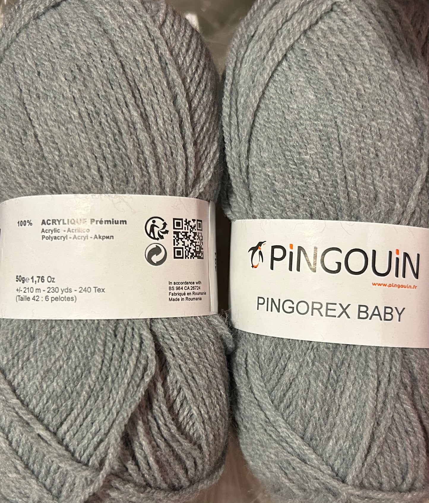 Lot de 2 pelotes Pingo Rex Baby - Couleur Gris Clair