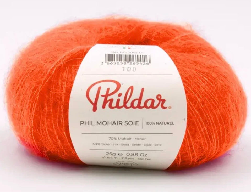 mohair et soie - rouge corail