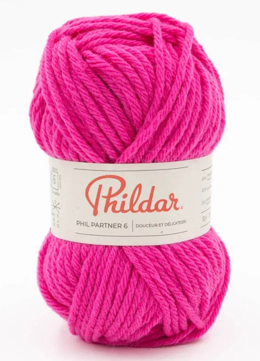 partner 6 - couleur FUSHIA lot de 10 pelotes