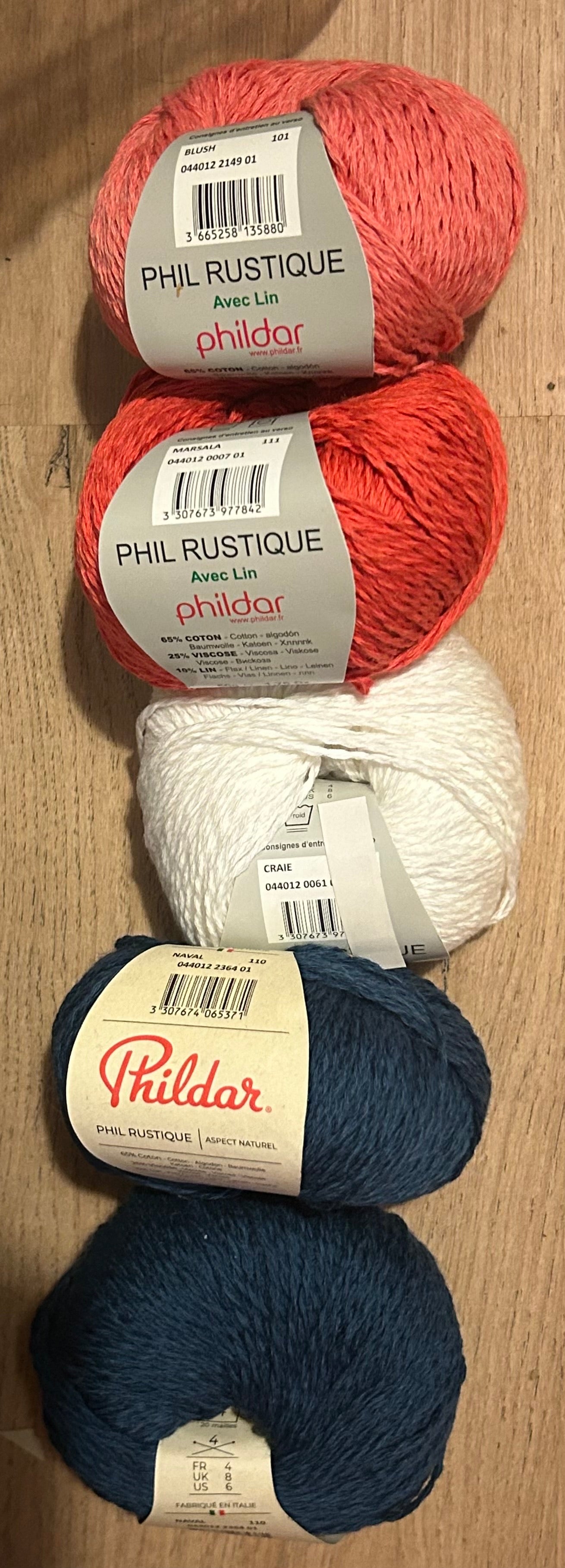 Lot de 5 pelotes Phil rustique