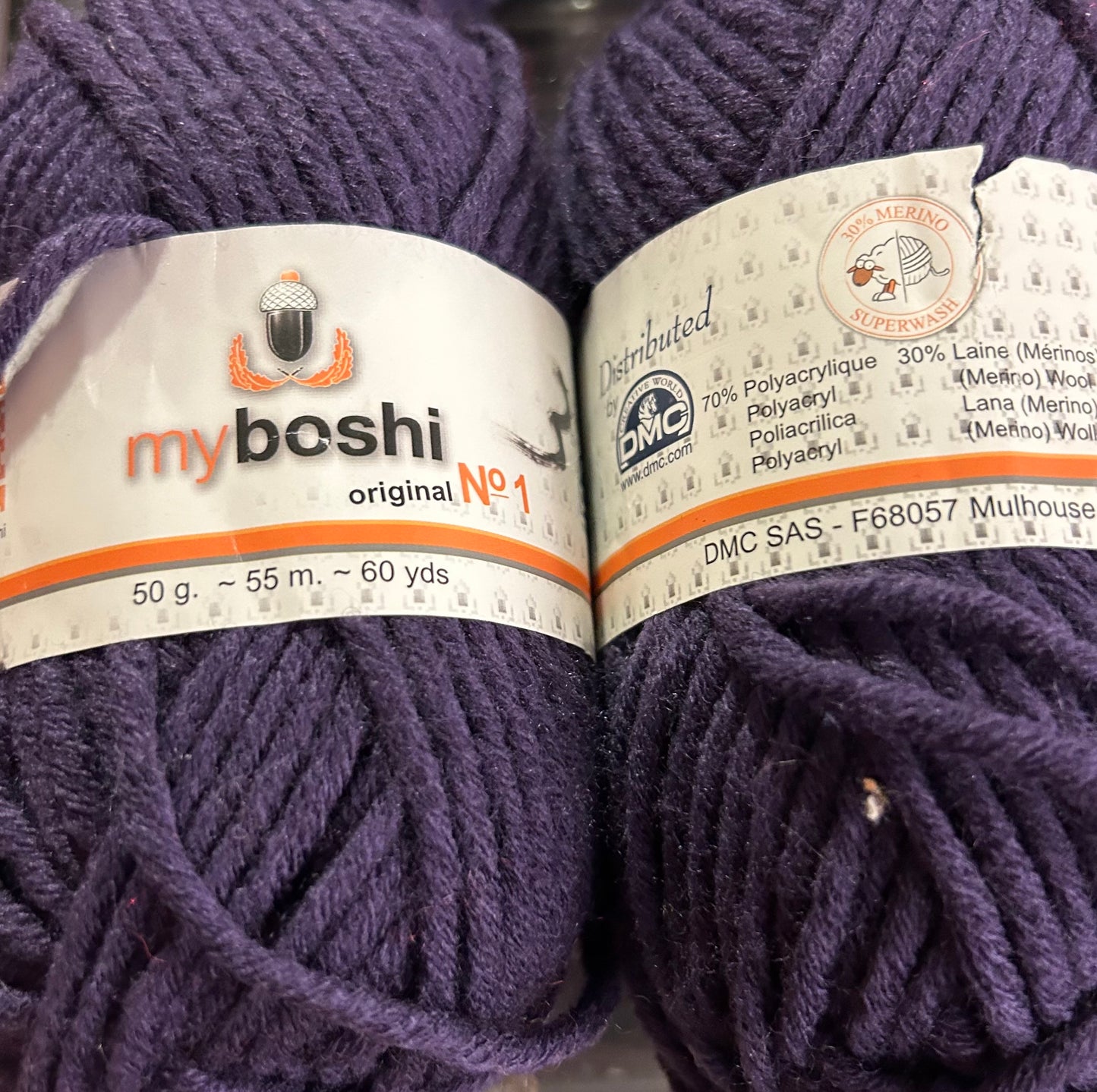 Lot de 2 pelotes Boshi - couleur Plum